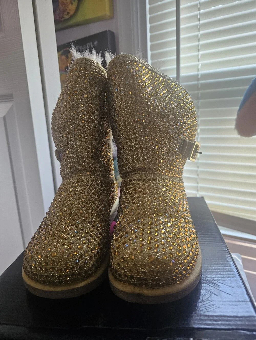 Girls Gold Glitter Buckle Boot